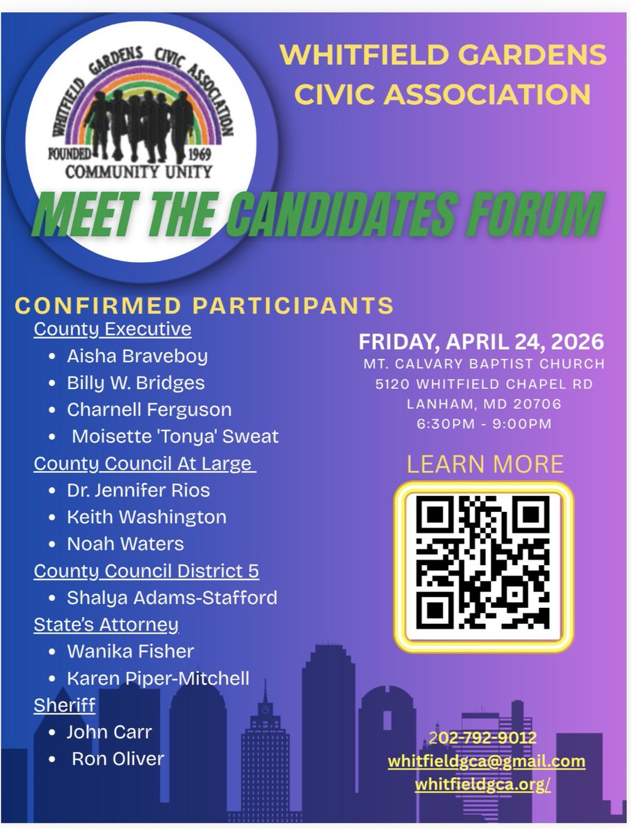 TonyaSweatPGC's tweet photo. Want to hear from the candidates? Here's another opportunity. And, yes, yiu can sign my petition too.
#OneCountyOneCommunity
#November3 https://t.co/YX7VbnQCzn