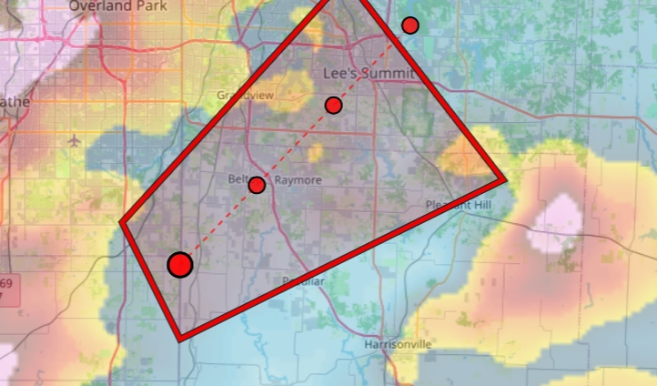 Skellitor_Titan's tweet image. Tornado warning has been issued for Johnson, Miami, Cass, and Jackson counties, for #Kansas and #Missouri, take shelter now and get out of the way in on roads. 180000 people are in this tornado warning.