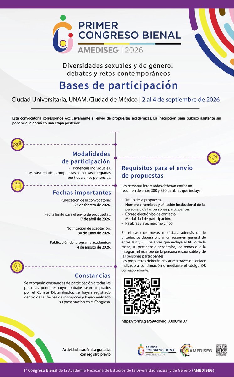AMEDISEG's tweet photo. ¿Alcanzaron a mandar sus propuestas? El día de hoy concluye la fase de envío de propuestas para nuestro Primer Congreso Bienal #AMEDISEG https://t.co/juEpiE4QGr