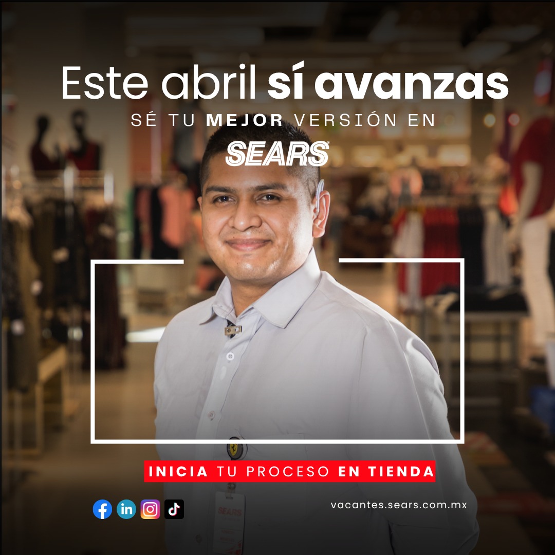 SearsRh211's tweet photo. 📢 ¡Tu próximo empleo está en Sears Plaza Mayor!
Ven a tienda, conoce nuestros beneficios y sé parte del equipo 💼
📲 Postúlate aquí https://t.co/Bnz3Q7tLVT

#BolsaDeTrabajo #Empleos2026 #TrabajoFormal #Contratación #Oportunidad https://t.co/PLsQ4c7ILQ