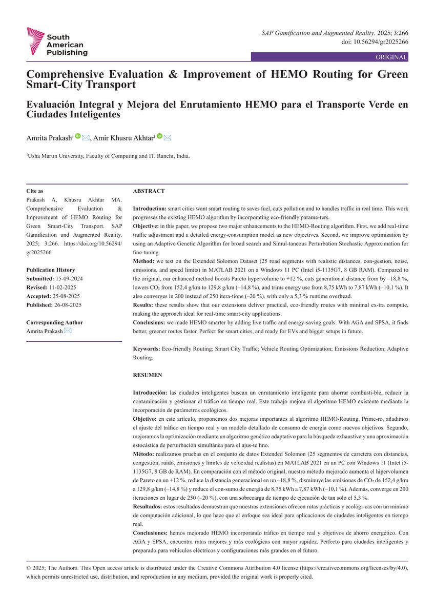 southampub's tweet image. Real-time traffic adjustments and energy-saving goals redefine smart routing. Enhanced HEMO algorithm delivers greener, faster routes for smart cities.

🔗 doi.org/10.56294/gr202…
#SouthAmericanPublishing #OpenAccess