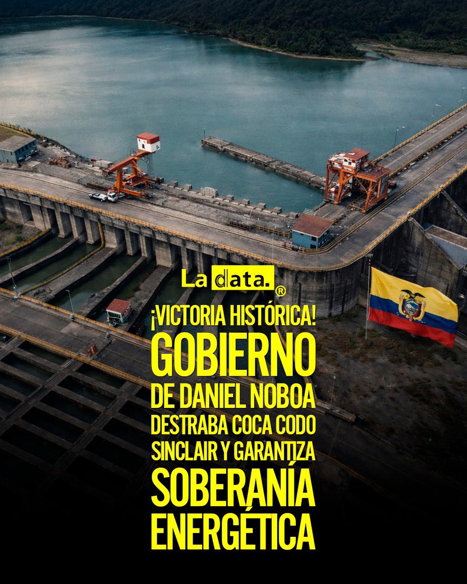 ladataec's tweet image. #Tendencia ¡Victoria histórica! Gobierno de Daniel Noboa destraba Coca Codo Sinclair y garantiza soberanía energética

El Gobierno de Daniel Noboa logra un hito clave para el país al concretar la recepción definitiva de Coca Codo Sinclair, cerrando un proceso estancado por más de