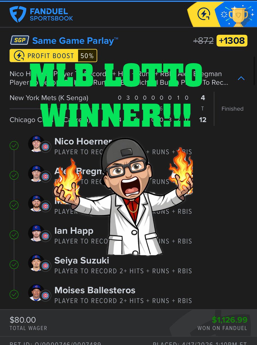 FanduelGuru777's tweet image. TRUST THE PROCESS!!!🔥🔥🔥

THIS IS WHAT WE DO!!! 💪🏻💰

CASH TWO LOTTO TICKETS!! ✅✅

➡️+1467 winner✅
➡️+1308 winner✅

The day is still young!! 🤙🏻

50% off below 
dubclub.win/r/p/pri-2sdbc/…

Share those tickets and tag me!! 💰💰
#TrustTheProcess @DubClub_win