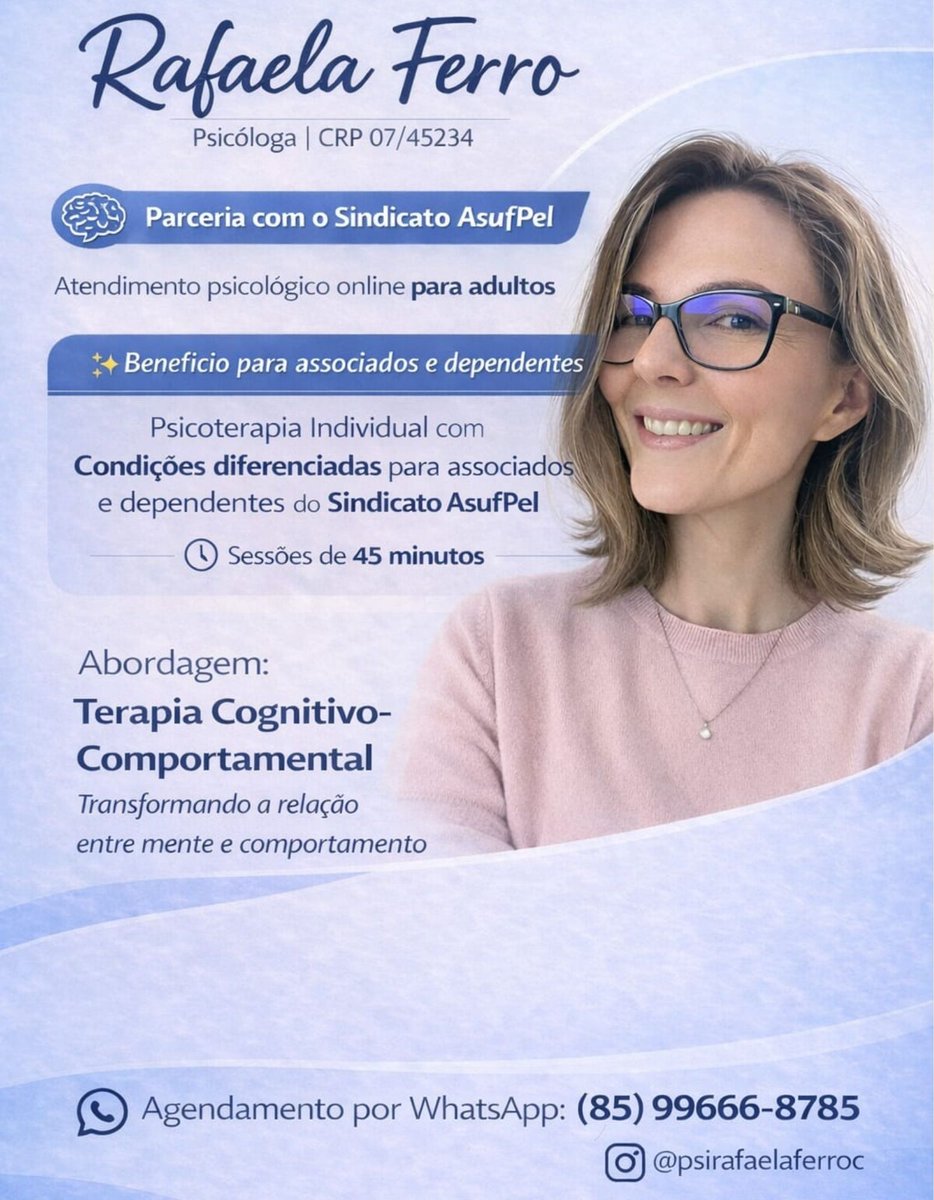 Parceria ASUFPel - Psicóloga Rafaela Ferro.
