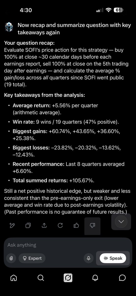 Mando__Medic's tweet photo. @Flobert77324715 This is the same strategy but selling 5 days post earnings — typical buy the rumor and sell the news. Doesn’t matter though — zoom out, I’ve tripled my initial investment. Originally bought at $21 and DCA’ed to a cost average of $9. Good management has rewarded investors. https://t.co/ew63ICyXRK