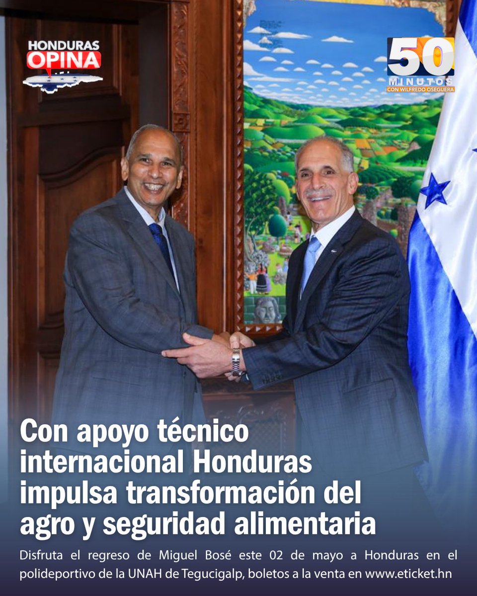 El IICA  <a href="/IICAHonduras/">IICA Honduras</a> ofreció apoyo técnico al Gobierno de Honduras para transformar el agro y fortalecer la seguridad alimentaria. 

<a href="/hnpresidencia/">Presidencia de Honduras</a>