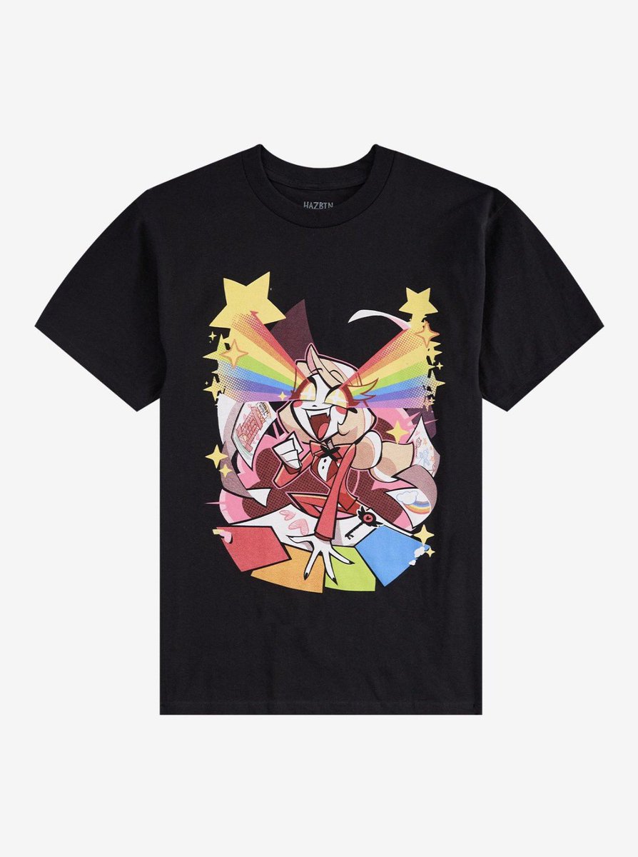 eucheon's tweet image. Now Available on the Hot Topic Website: Hazbin Hotel Pride Group and Charlie Rainbow T-Shirts #HazbinHotel #HotTopic #Pride