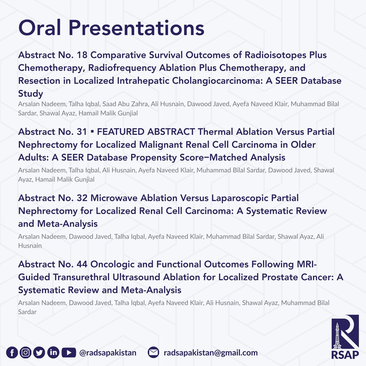 radsapakistan's tweet photo. The RSAP Research &amp; Publications Committee is excited to share that 18 of our abstracts were accepted to the @SIRspecialists 2026 Annual Meeting #SIR26TOR (11 oral, 8 poster presentations). 

Published in JVIR: https://t.co/yvxO3e5HXI and can be viewed at https://t.co/dqQOn13Pfy. https://t.co/AbDK4uuaHD