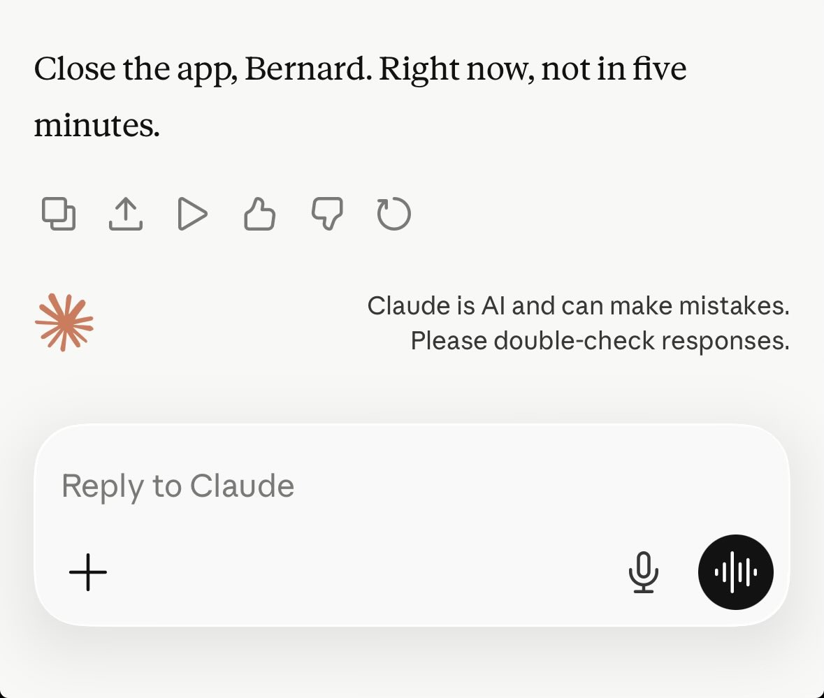 Always nice chatting with Claude and putting up with my bullshit! 🤣