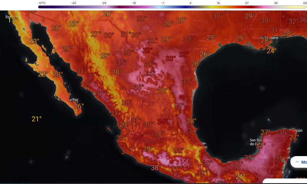 InfoMeteoro's tweet image. 🥵TARDE DE CALOR Y SIN LLUVIAS EN #México

El anticiclón ha incrementando temperaturas, pero sin ser #OlaDeCalor ya que los valores no son extremos, rondando 25-35°C en promedio

En montañas y región noroeste está más agradable con 15-25°C.

⚠️MAÑANA LLEGA #FrenteFrío AL NORESTE