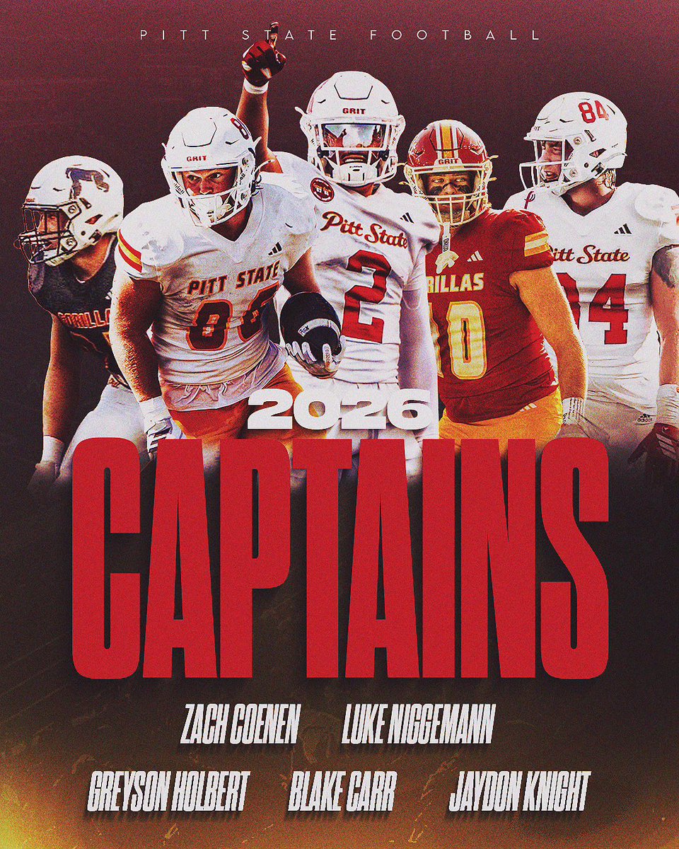 GorillasFB's tweet image. Proud to announce Zach Coenen, Greyson Holbert, Blake Carr, Luke Niggemann, and Jaydon Knight are your 2026 Captains 😤🦍 

#OWNIT // #KOJ // #OAGAAG