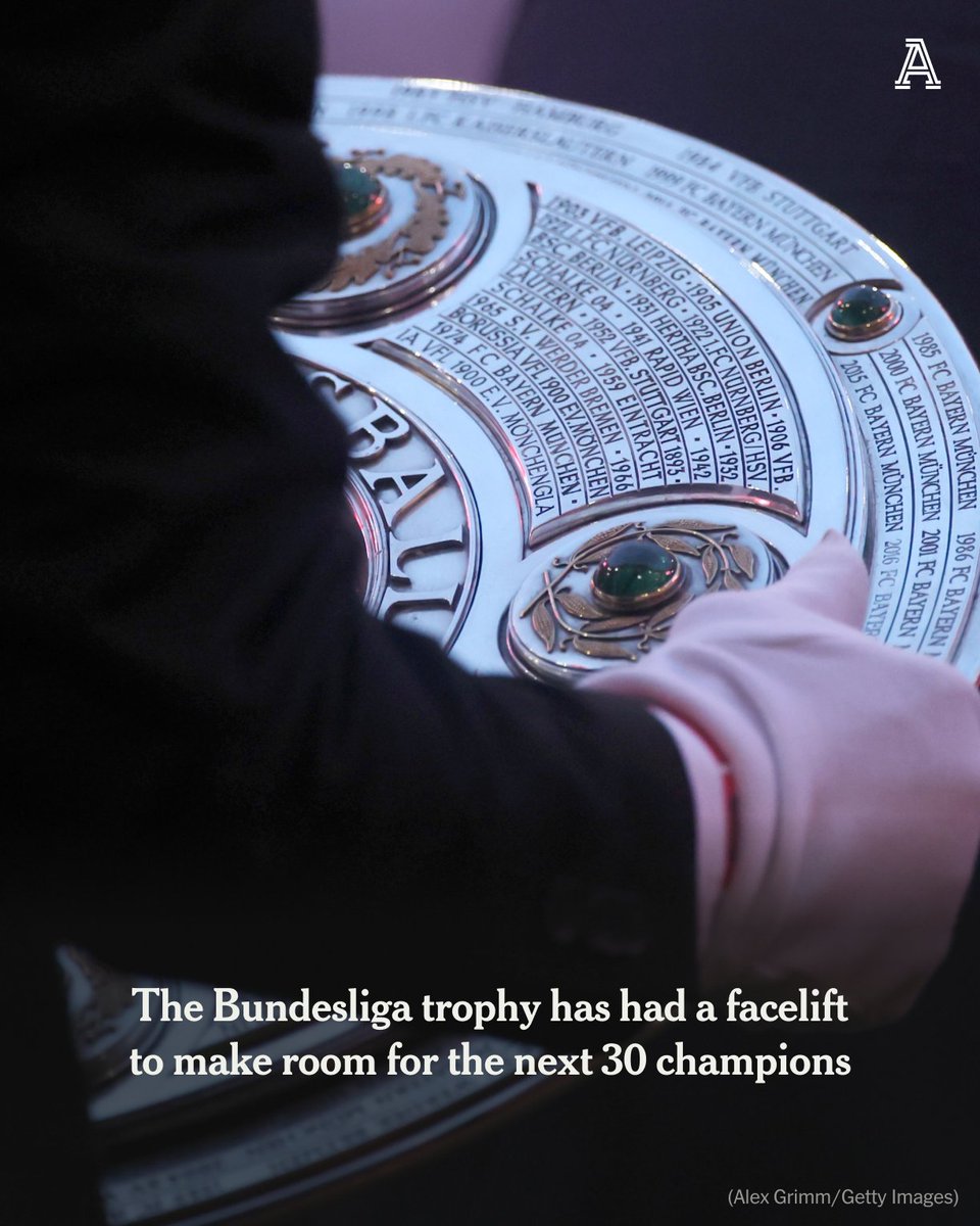 The Bundesliga found themselves in a bit of bother this season. They had run out of space for any more team names on their trophy.

Ahead of Bayern Munich potentially winning the league this weekend, the trophy had to be taken apart, some rings added, and put back together again.