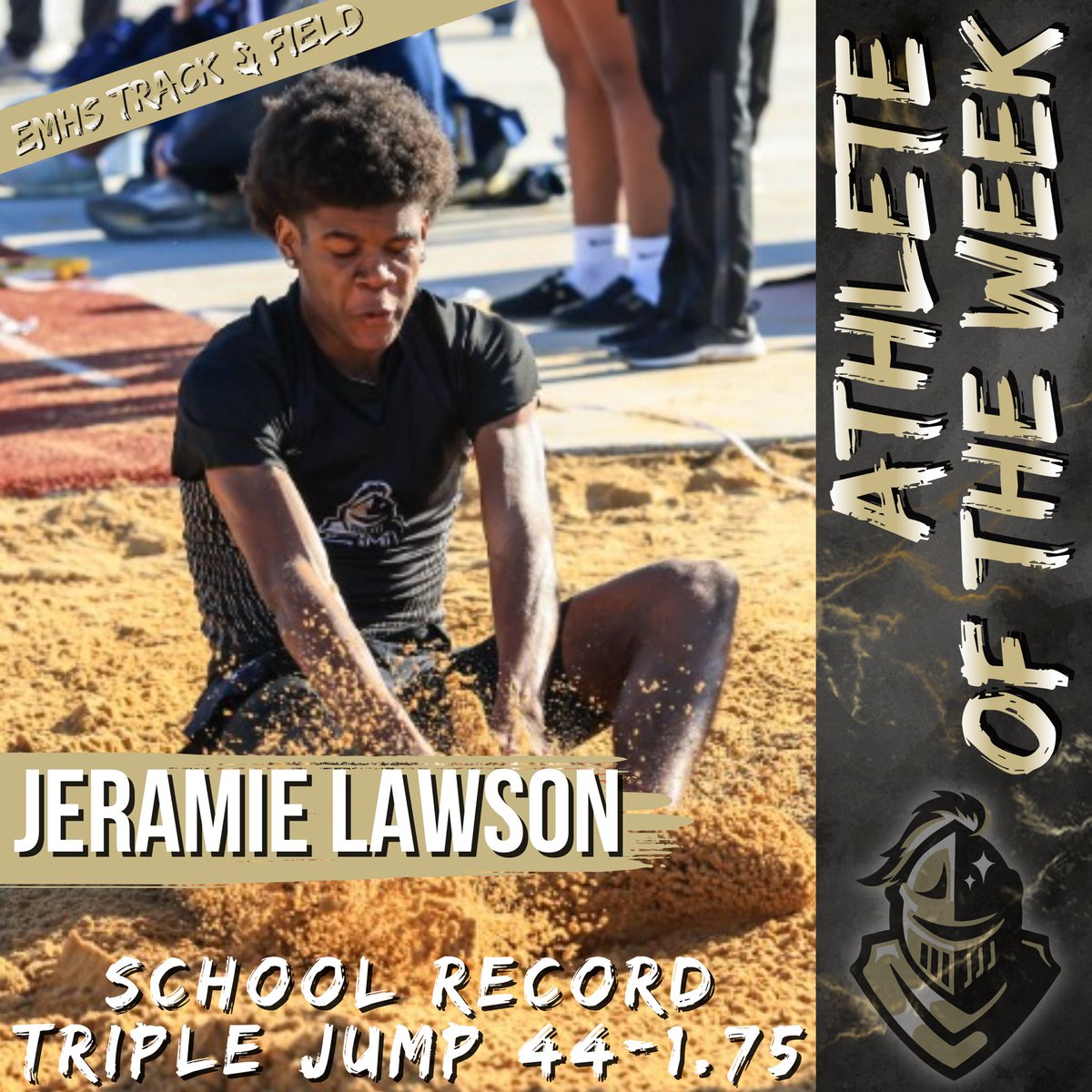 EMKnightsTrack's tweet photo. ⚔️ Area Athlete of The Week ⚔️
He Breaks the record he’s been an inch away from all year by almost 3 feet‼️ https://t.co/N3Ty6xG1eW