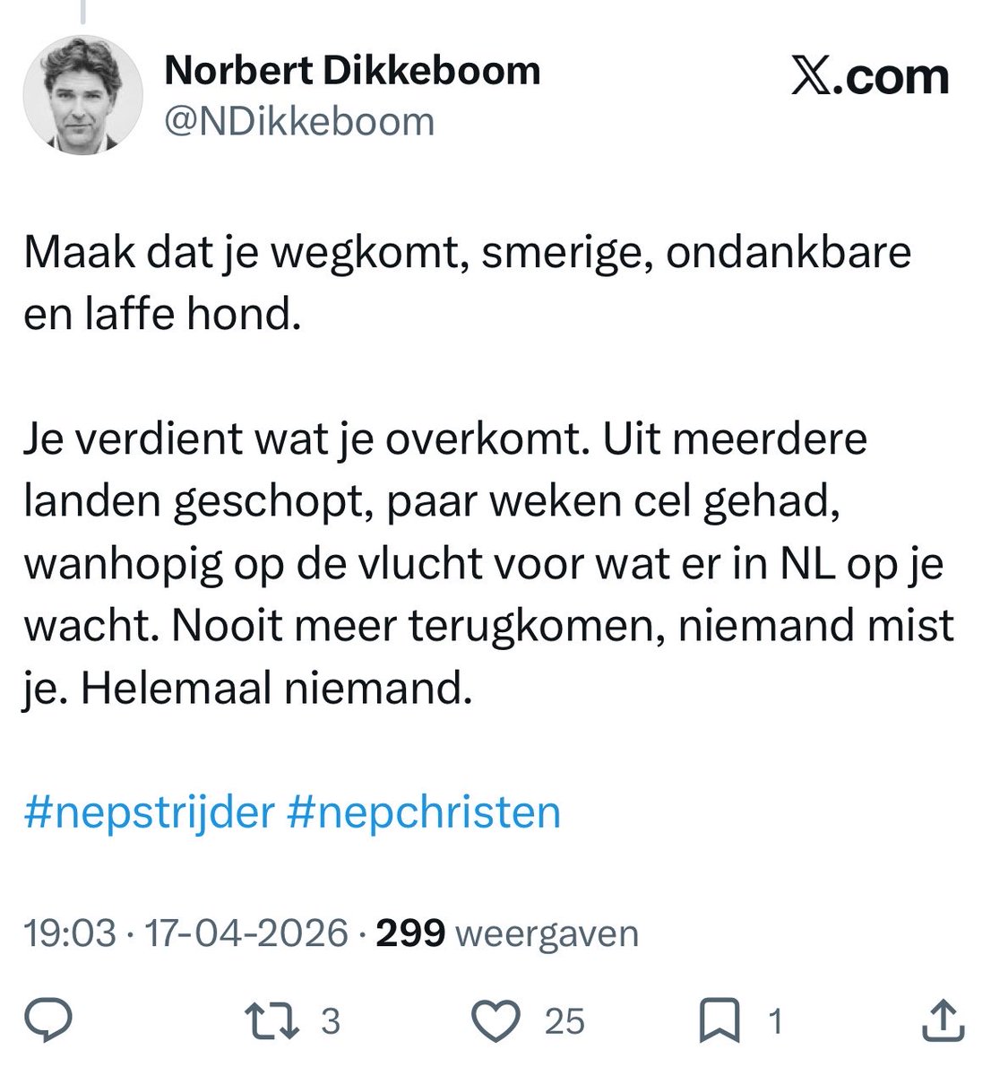 NPikkeboom's tweet photo. Geloof #mij nu maar dat ik #echt het #allerbeste voor heb met deze #ondankbare #laffe #hond. 

#lowlife #vluchteling #tractie 

⬇️ https://t.co/GCVKDtbf4v