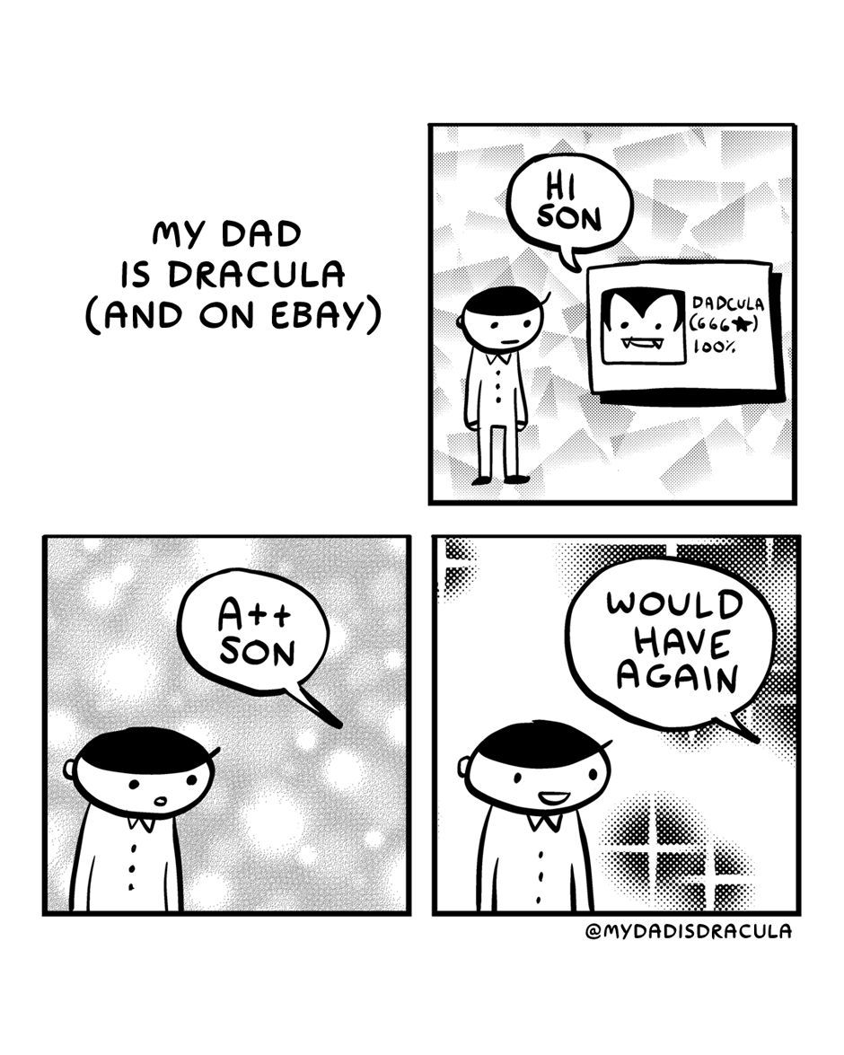 mydadisdracula's tweet image. "Son as amazing as advertised." 🛍️ #webcomics #art