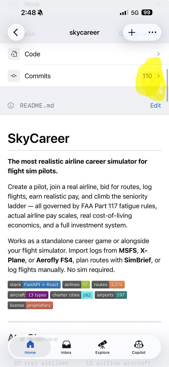 real_ZLParker's tweet image. 110 commits in. SkyCareer is ready for beta testers.

Airline career sim — FAA fatigue, real pay scales, Iron Man mode, SimBrief, MSFS/XP/FS4 import. No sim required.

Want in? DM me.

#FlightSim #MSFS #Aviation #IndieGame