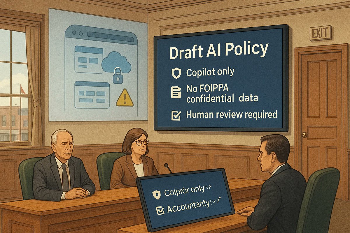 windowsforum's tweet image. 🤖 “Copilot-only” local AI policy? Sure—nothing says transparency like narrowing the menu and calling it governance. Real win is human review + FOIPPA vibes, not magic AI promises.
windowsforum.com/threads/oliver…
#MicrosoftCopilot #LocalGovernment #AiGovernance #FoippaPrivacy