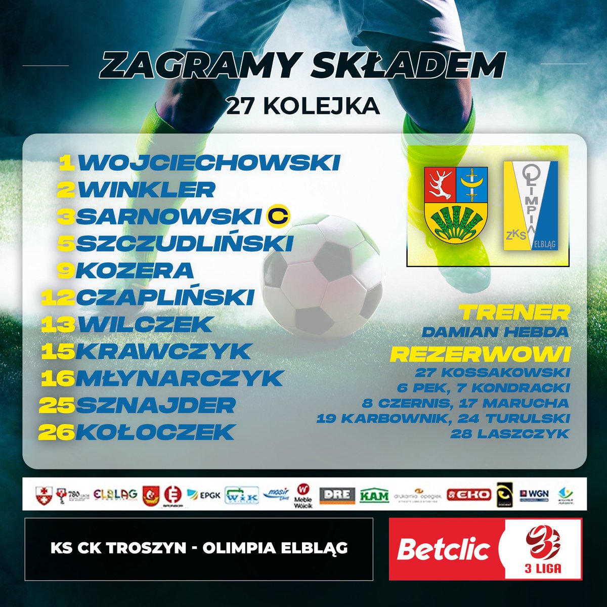 ZKSOlimpia's tweet photo. 📄 Start coraz bliżej! Za niespełna godzinę wychodzimy na boisko przeciwko KS CK Troszyn ⚔️🔥
🗣️ 𝓝𝓪𝓹𝓻𝔃𝓸́𝓭 𝓞𝓵𝓲𝓶𝓹𝓲𝓪!
🖥️Transmisja meczu na platformie YouTube na kanale RCS Livestream
https://t.co/fix8bLgeBB
🟨🟨⬜⬜🟦🟦
🔜 #TROOLE | 14:00 https://t.co/j8UX2vK4JS