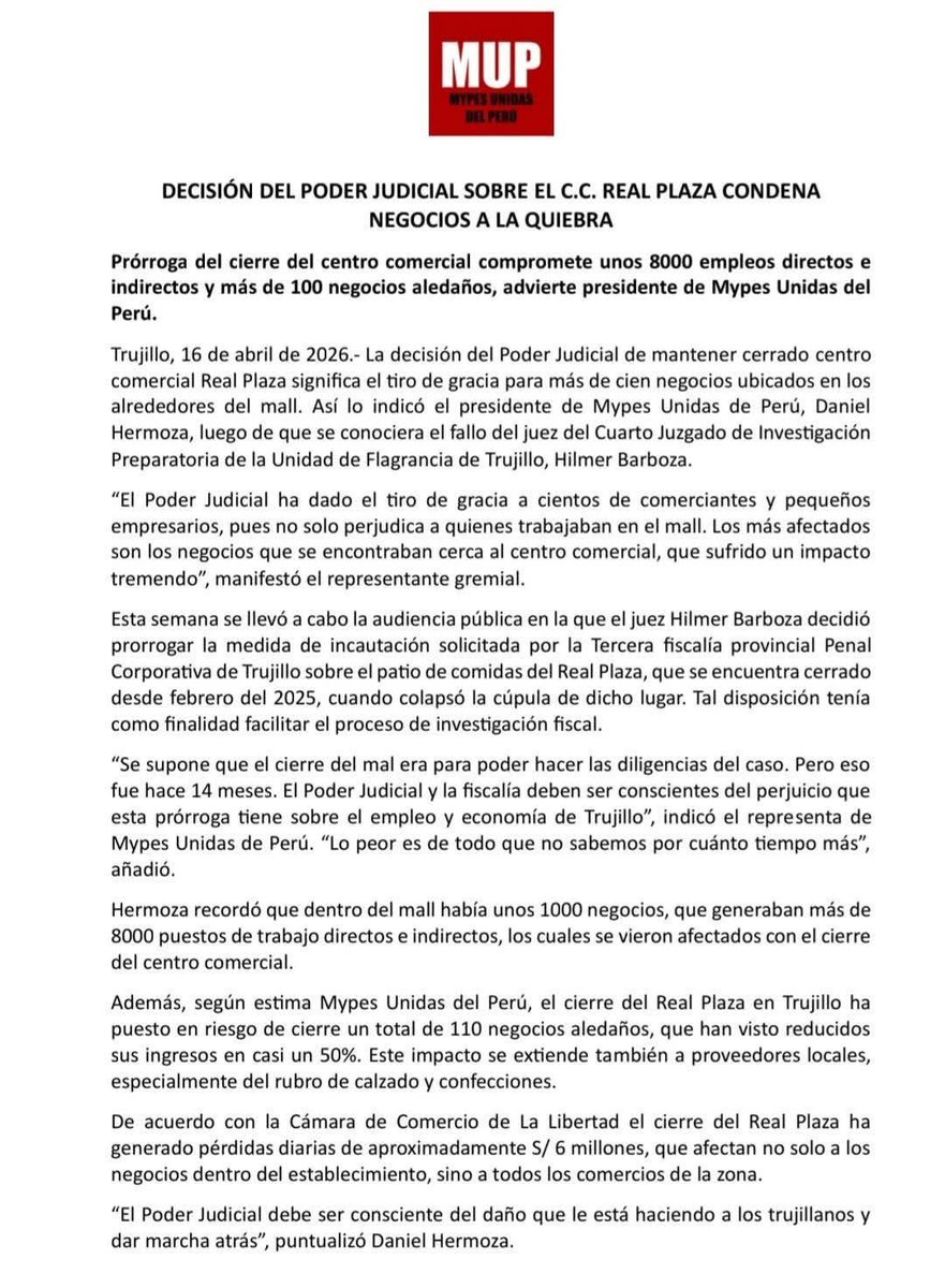 El tiempo sigue pasando y la incertidumbre continúa. Trujillo merece respuestas concretas. #FiscaliaNoDejaTrabajarATrujillo