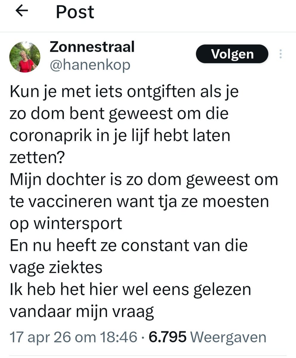 Ach wat schattig. Ze bestaan nog. De corona wappies. Alleen jammer dat ze haar eigen dochter dom noemt.