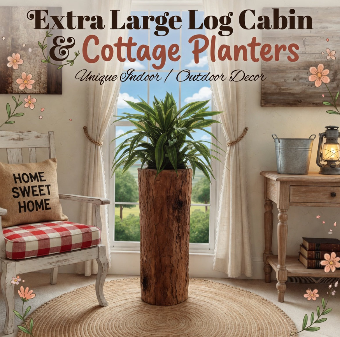 LazyLeash's tweet image. Extra Large Rustic Log Planter for Cabin &amp;amp; Cottage Homes — Unique Indoor &amp;amp; Outdoor Decor

#CabinDecor #CottageDecor #RusticHomeDecor #IndoorPlants #FarmhouseLiving