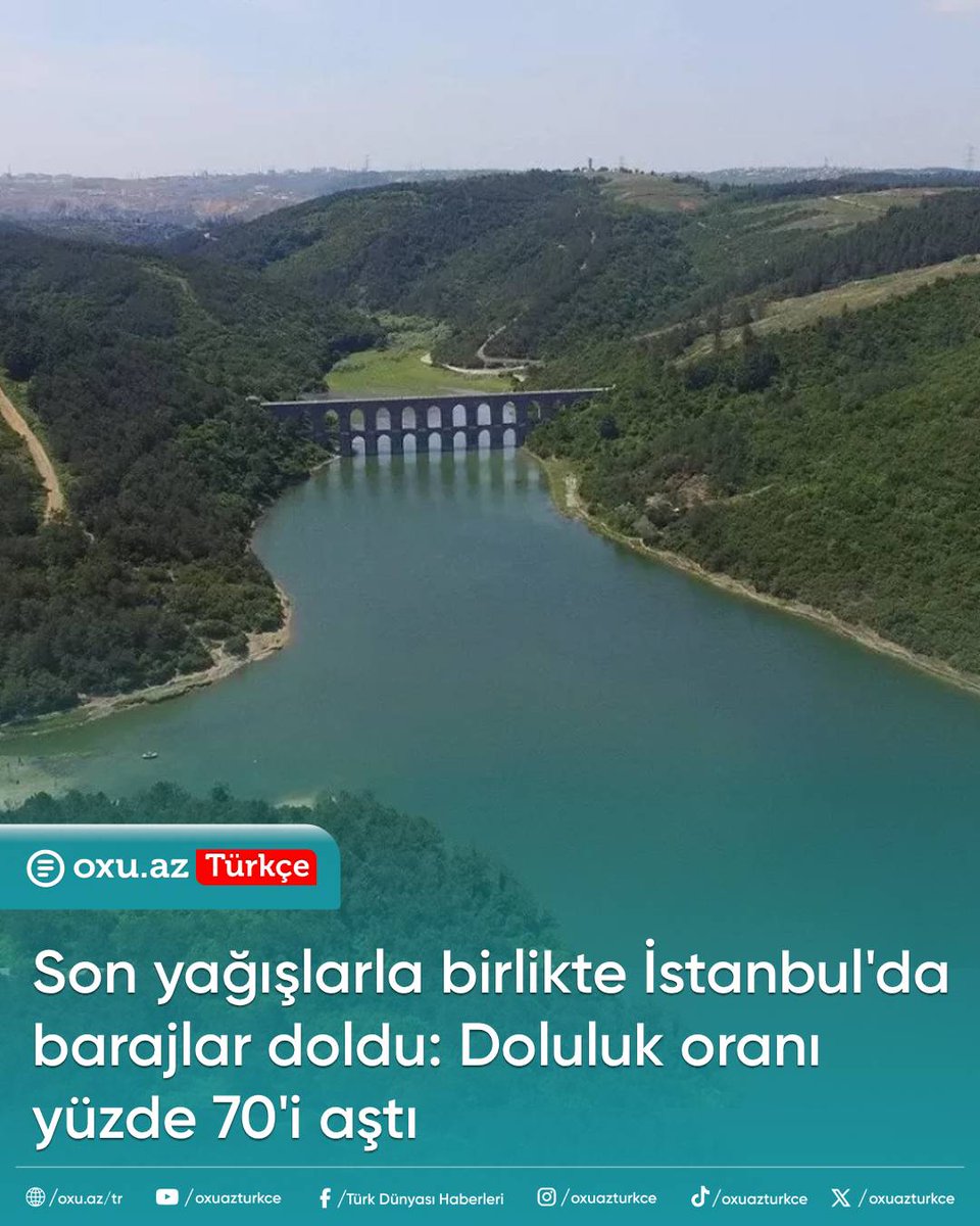 turkdunyasih's tweet image. Son yağışlarla birlikte İstanbul'da barajlar doldu: Doluluk oranı yüzde 70'i aştı

Detaylı: oxu.com.tr/1527488

#baraj #İstanbul #oxuaz #oxuazturkce