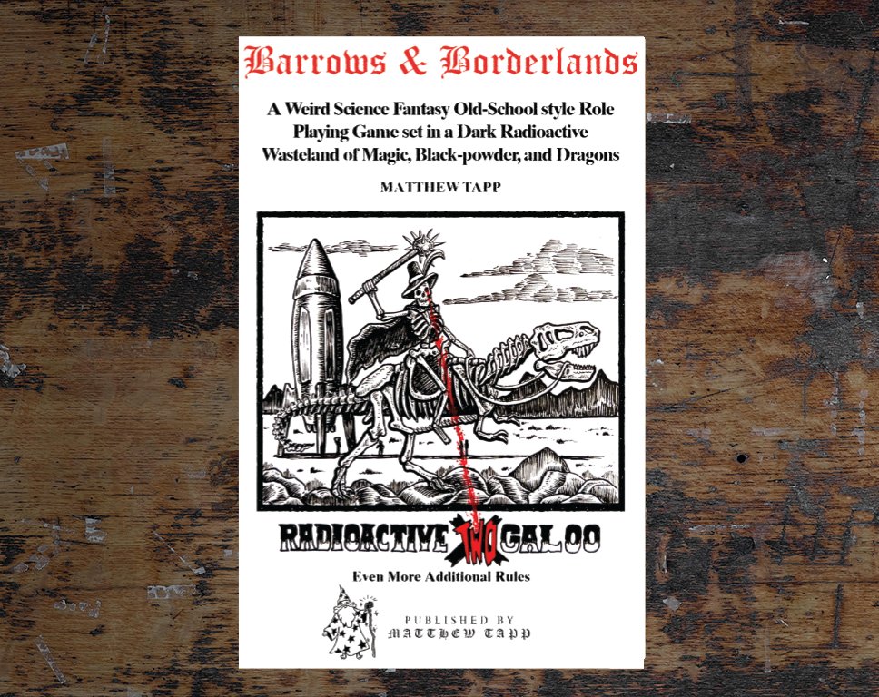 SpaceCowboyVFX's tweet photo. Radioactive Twogaloo is now Live!
The print version of Radioactive Twogaloo is now live on the website! I hope y'all enjoy. I think it's my best one yet.
Now where did I put my Threegaloo?...
#osr #barrowsandborderlands #odnd #oe #ttrpg #rpg