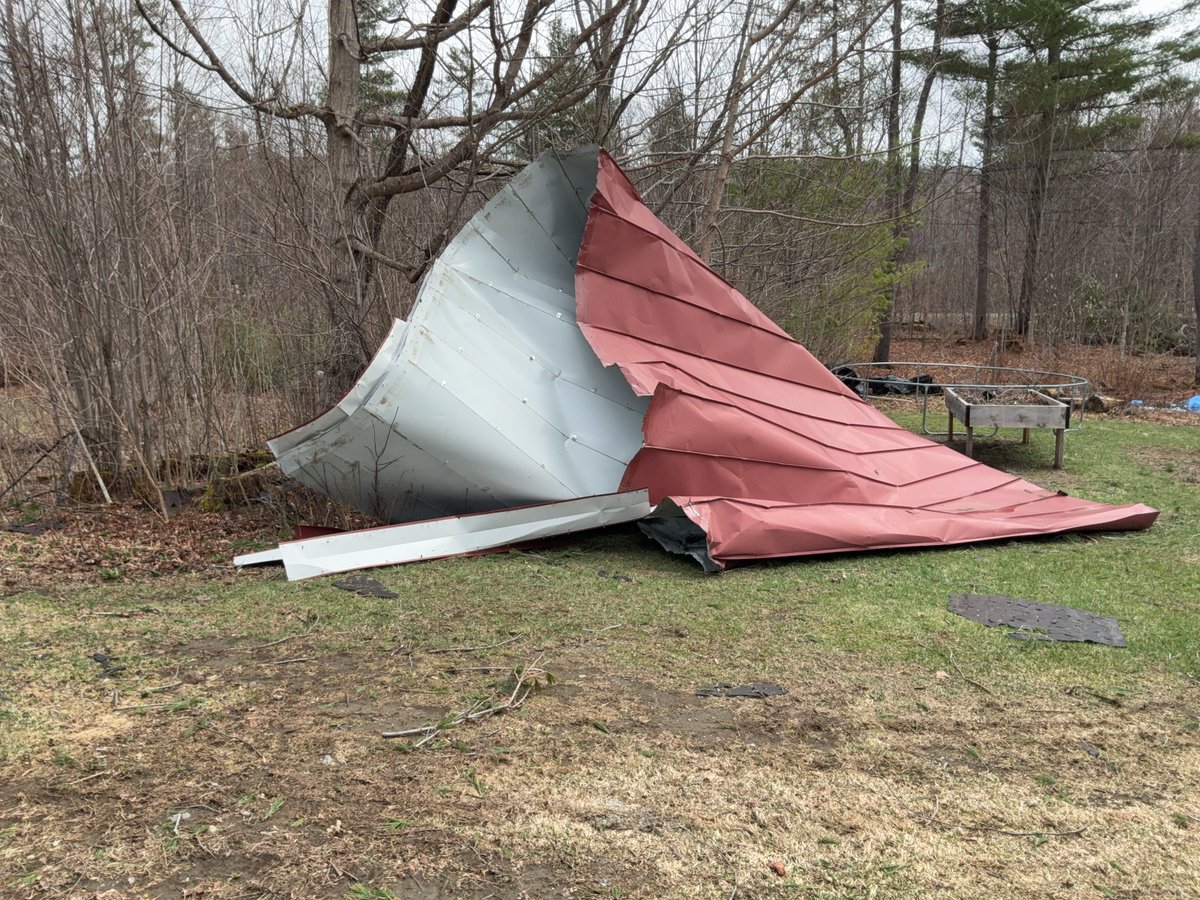 NWSBurlington's tweet image. Our survey team confirmed an EF-1 tornado occurred on April 16th from 9:15 to 9:18 PM in Williamstown, Vermont. Here are several pictures from the damage survey, as well as information on the track. #VTwx
