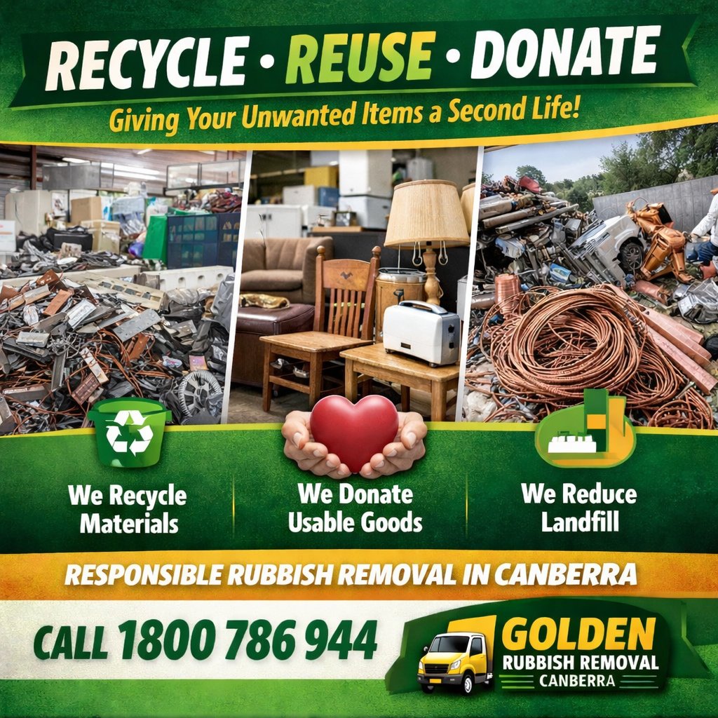 GCanberra3252's tweet image. ♻️ Recycle • Reuse • Donate

Need rubbish removed in Canberra? Items are sorted to recycle materials, separate metals, and donate usable goods where possible.

📞 1800 786 944
🌐 goldenrubbishremoval.com.au
⭐ share.google/OxjJu5f3yqY373…

#Canberra #RubbishRemoval #Recycle