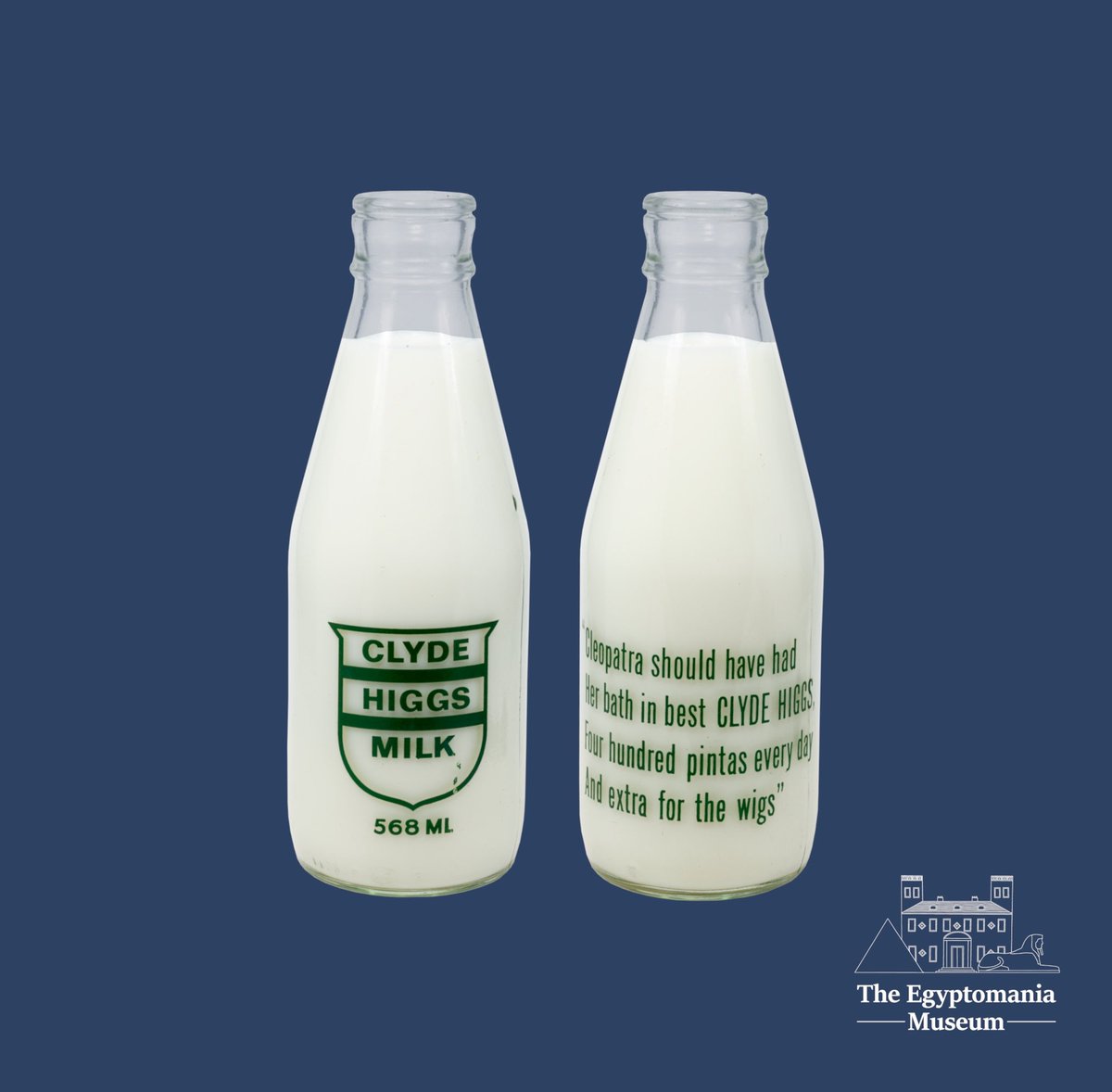 EgyptomaniaMuse's tweet image. Day 107 of #photoaday 

A mid-century milk bottle that uses a specific ancient Egypt link for advertisement 

Now on display at @BarnsleyMuseums for “Cleopatra and the Queens of Egypt”

#365days #365daychallenge #365photodaychallenge