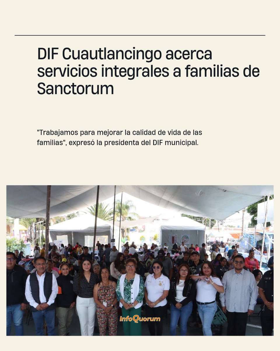 quorum_mx's tweet image. ⚕️ La presidenta del Sistema Municipal #DIF de @CuautlancinGob, #TereAlfaro, en coordinación con la #Presidencia de la Junta Auxiliar de #Sanctorum, realizó una Jornada Social en la explanada de la comunidad.

🟠📰 Lee el boletín completo aquí 👇🏼
infoquorum.com.mx/uncategorized/…