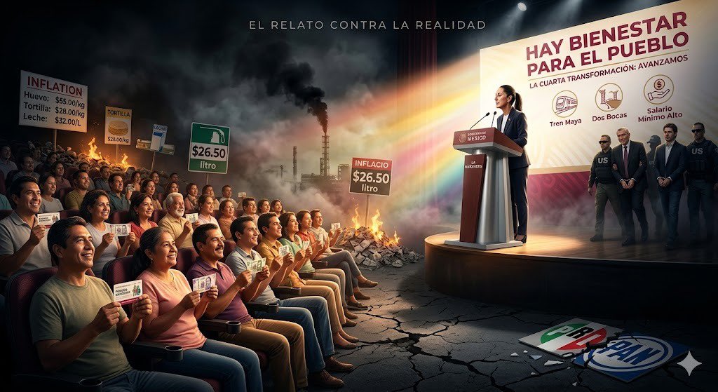 LauraMex's tweet photo. Me pasaron esta gran reflexión de @jcm_elpastor, se las comparto 👌🏻

Mi reflexión: ¿Por qué la realidad no tumba el relato de Morena? 🇲🇽🤔

Para entender por qué la imagen de la presidenta y de Morena sigue firme a pesar de la corrupción y las fallas, hay que ver la estrategia de control que han diseñado con precisión de relojero:

1. El Beneficio Inmediato (Efectivo en mano) 💸💳
Para millones de familias, Morena no es una ideología, es un ingreso seguro. Con casi un billón de pesos destinados a programas sociales en este 2026, el beneficio es real.

El fenómeno: La gente recibe el depósito y siente alivio inmediato. 📈

La trampa: No perciben que la inflación y la falta de medicinas se comen ese dinero por la "puerta de atrás". Es una ilusión: ven más billetes, pero compran menos cosas. 🛒📉

2. El Monopolio de la Identidad 🤝👤
Morena logró que el votante se sienta dueño del país. Han construido una narrativa de "nosotros el pueblo" contra "los privilegios".

El resultado: Cuando señalamos una falla (como la quiebra de Pemex o el huachicol), el seguidor no ve una crítica al gobierno, ¡ve un ataque personal a su dignidad! Por eso defienden al régimen: sienten que se defienden a sí mismos. 🛡️✊

3. La Mañanera: El Lavado de Marca Diario 🎙️🧼
Es una herramienta de marketing político maestra. Cada mañana se "limpia" la imagen de lo que pasó ayer.

Si hay corrupción, es "un ataque de la prensa". 📰❌

Si la gasolina no bajó a $10, es porque "los adversarios no dejan". ⛽🚫
Esta cámara de eco hace a la base inmune a los datos duros. Solo escuchan lo que quieren creer. 🙉

4. El Vacío de Alternativa 🏚️❓
Hoy por hoy, la oposición (PRI, PAN) es vista como un producto caduco y sin alma. Morena gana porque, para muchos, el miedo a "regresar a lo de antes" es mayor que el descontento con lo de ahora. Es preferir "malo conocido con apoyo" que "viejo conocido sin nada". 🚫🔄

Conclusión para el grupo: 💡
Nuestro papel no es pelear con quien recibe un apoyo; ellos son los menos culpables. Nuestra labor es evidenciar las fallas del sistema: la destrucción de las instituciones, la opacidad en las obras y cómo se gastan el futuro de México para ganar la próxima elección. 🛑

¡Menos pelea con el ciudadano, más exigencia al poder! 🇲🇽💪 JCM