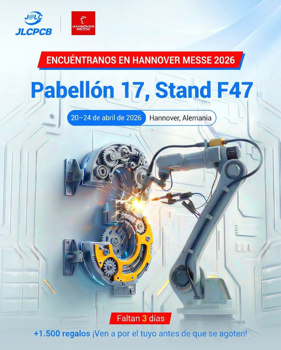JLCPCB_ES's tweet photo. ⏳ ¡Quedan solo 3 días!

Nos vemos en HANNOVER MESSE 2026 — donde la innovación industrial global se hace protagonista.

📍 Pabellón 17 · Stand F47
📅 20-24 de abril de 2026 
🎁 Más de 1500 regalos de marca preparados 

#hannovermesse #HM26 #JLCPCB #ingeniería #Hardware https://t.co/7wzHQN2PLe