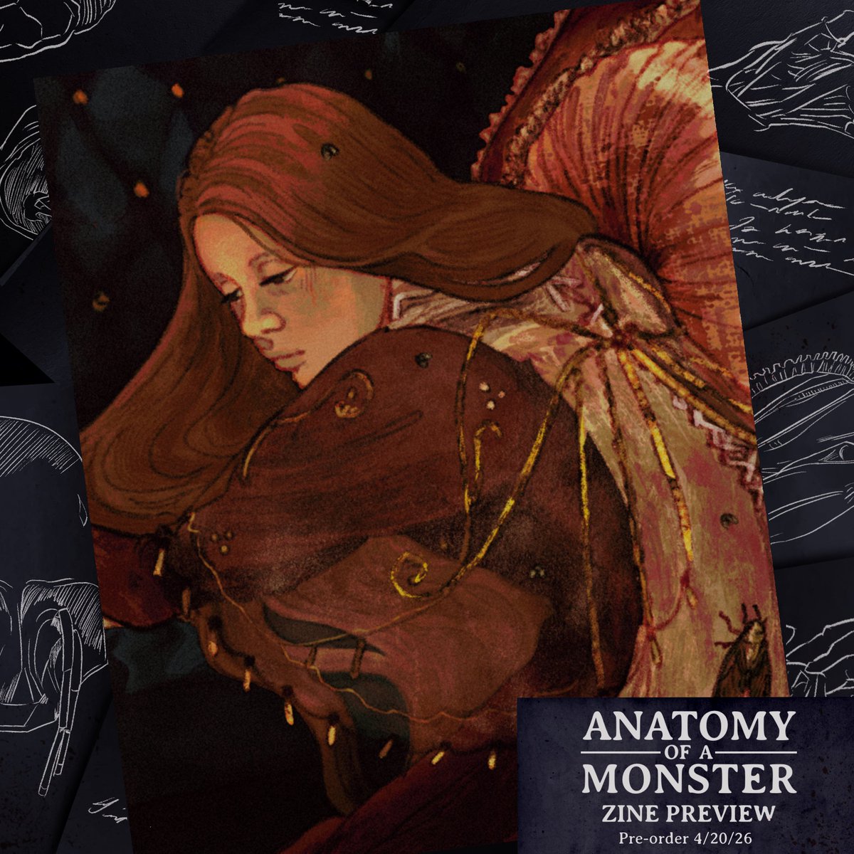 fruitgravy's tweet image. preview of a sleepy elizabeth for @frankenzine ... 🍁🪲💤

#frankenstein @FrankensteinGDT