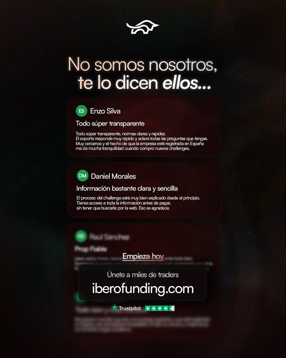 IberoFund's tweet photo. No somos nosotros.
Te lo dicen ellos.

Transparencia, rapidez y claridad en cada paso.
Eso es lo que valoran los traders que ya están dentro.

Únete y compruébalo por ti mismo.

#propfirm #trading #funded #forex https://t.co/ECZmF54sDw