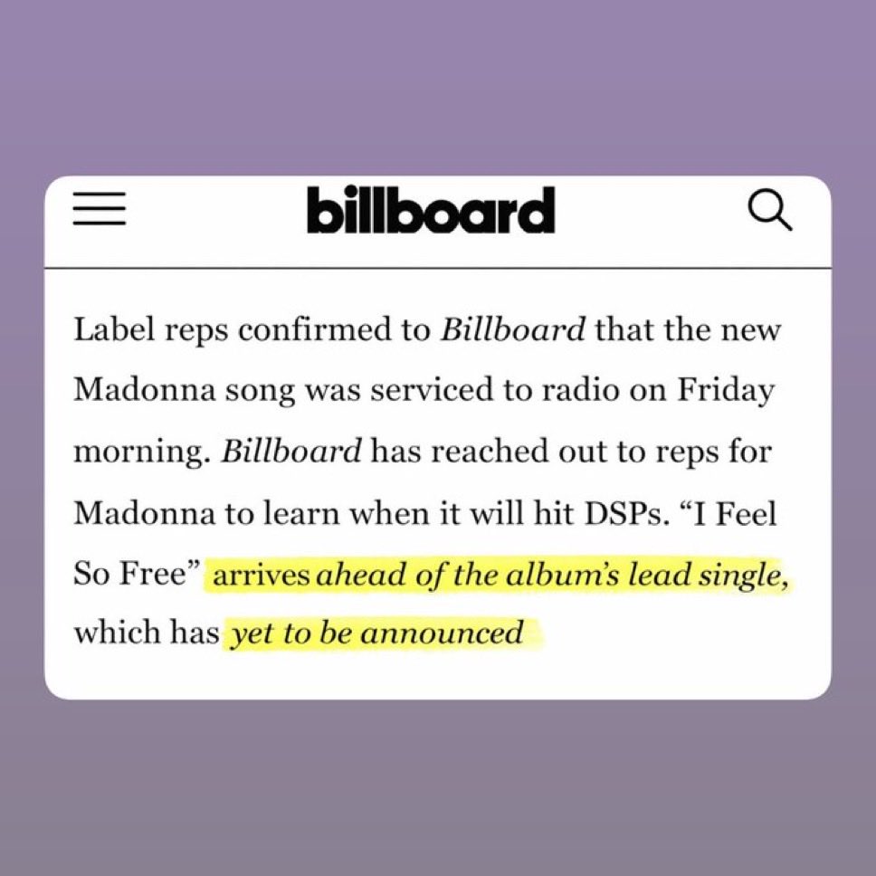 Billboard confirms “I Feel So Free” is not the lead single to ‘Confessions on a Dance Floor: Part II’. It is an album track.