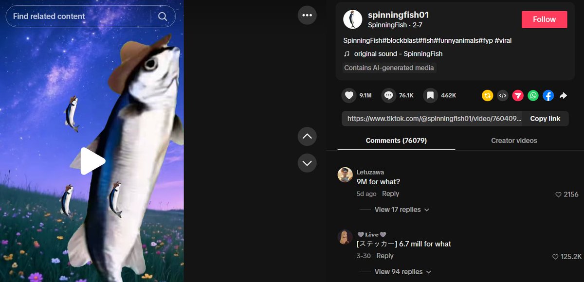 This spinning fish got 9.1m likes and millions of views on TikTok isn't ...