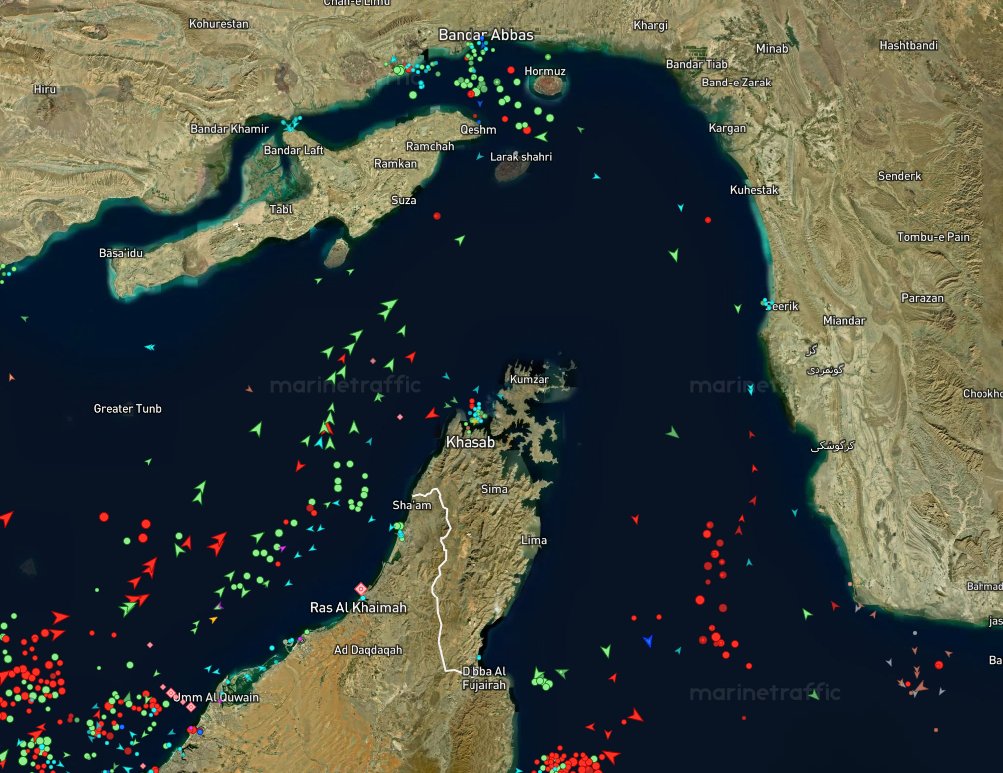 A flood of tankers and cargo ships are making a break for the Strait of Hormuz to exit the Persian Gulf. 

Nearly 3 dozen ships can be seen sailing for the Strait via <a href="/MarineTraffic/">MarineTraffic</a>, including vessels declaring Chinese, Indian, and French ownership.