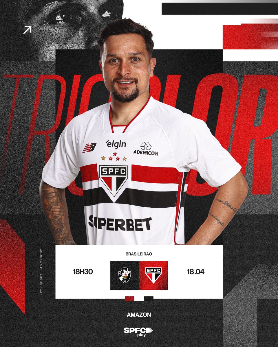 Hoje tem São Paulo! É #DiaDeTricolor!

⚽️ Vasco x São Paulo 
🏟️ São Januário  
📍 Rio de Janeiro (RJ)
⏰ 18h30
🏆 Brasileirão 

📺 Amazon Prime 
🎙️ SPFC Play 

#VamosSãoPaulo 🇾🇪