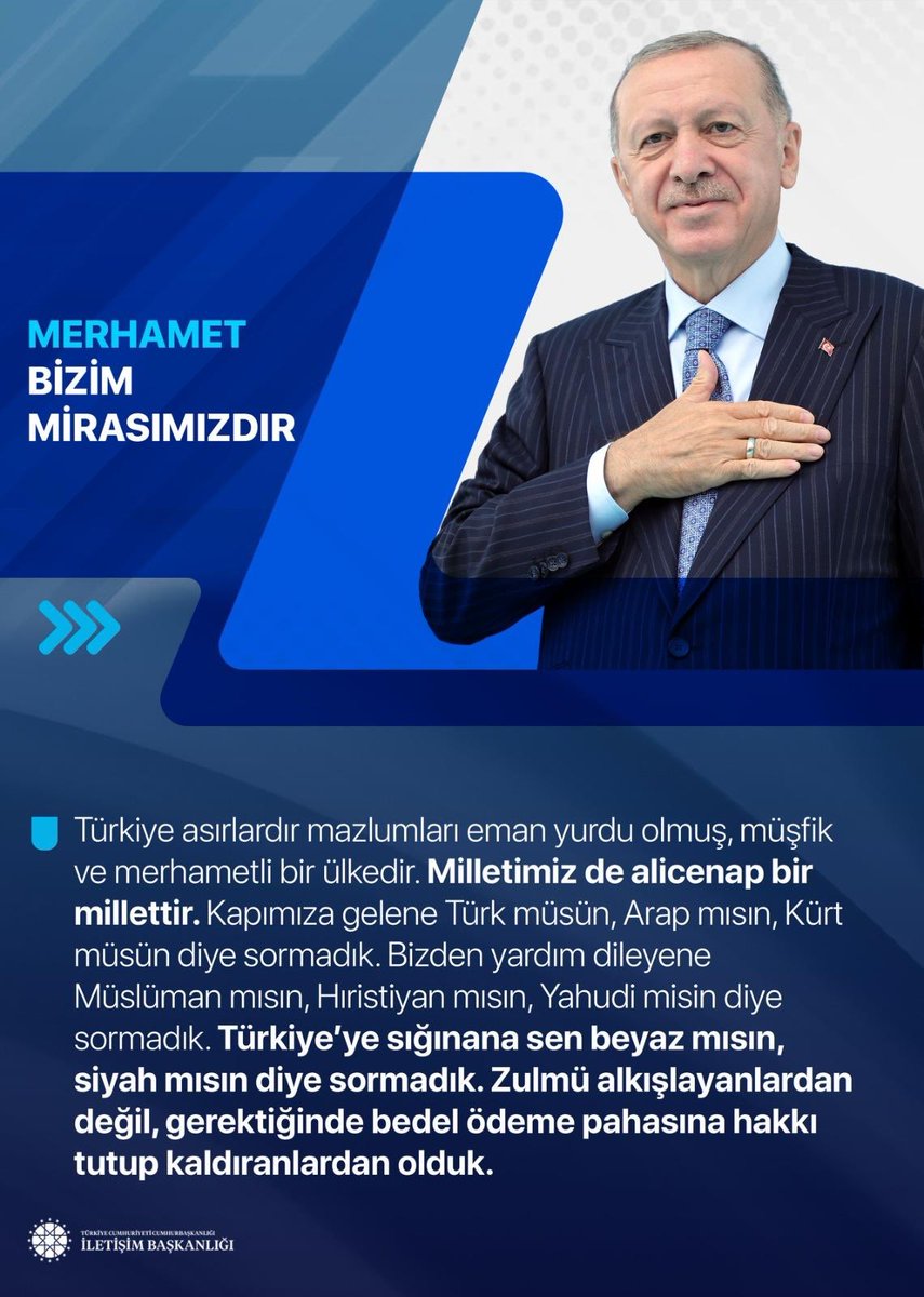 71Yuca's tweet photo. Cumhurbaşkanımız Recep Tayyip Erdoğan:

"Türkiye asırlardır mazlumların eman yurdu olmuş müşfik ve merhametli bir ülkedir. Nerede bir mazlum varsa hakkını savunduk. Zulmü alkışlayanlardan değil, bedel ödeme pahasına hakkı tutup kaldıranlardan olduk."

📌 Barışın Anahtarı Türkiye https://t.co/peQpcMXQqD