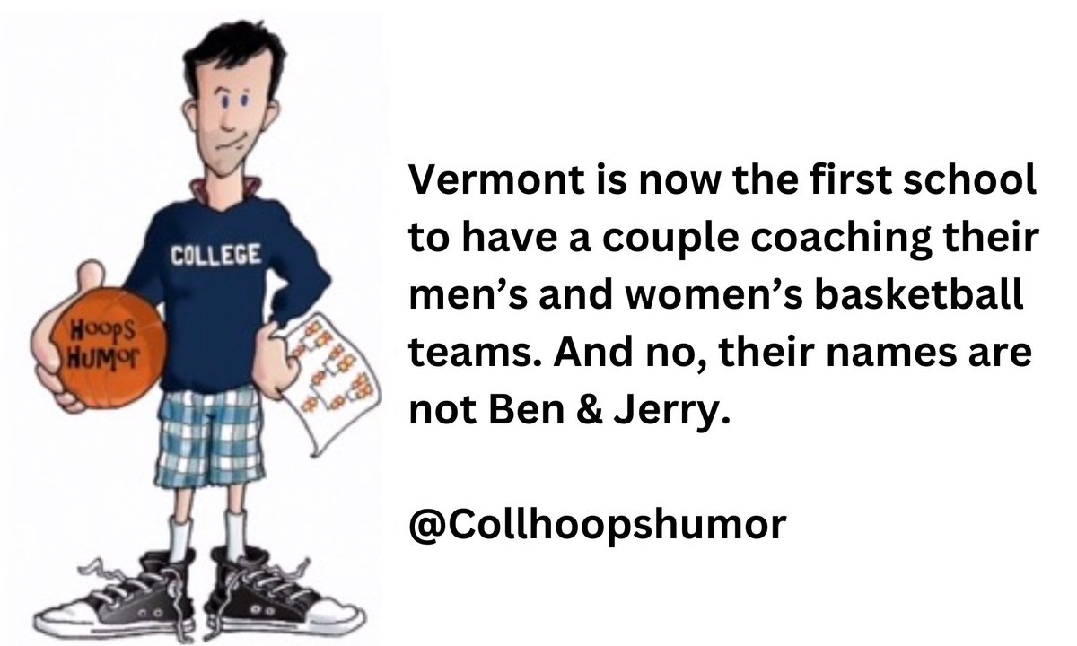 CollHoopsHumor's tweet image. #FridayFun Sincere THX for likes, all @KidKaitoShafiq @TomHernand97161 @guy_fontenot @KiwiMutt @SantosJlorenzo @SamTschida__ @sayobonito @Andrekonsta @ScottsdaleVeins @SteveHiegel @gpan197524 @Victorm78801770 @ClaytonTrutor  #collegebasketball #vermont #jokes #humor #comedy