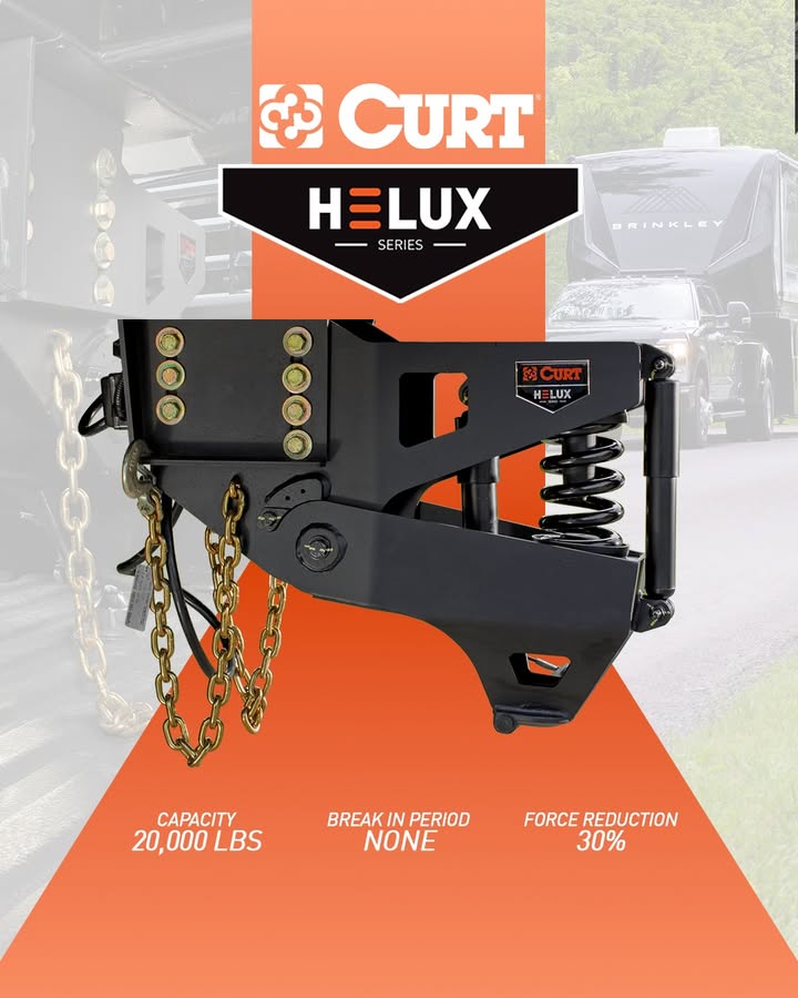 DFWCamper's tweet photo. Helux Gooseneck Pin Box.​

Less chucking.​
Less jarring.​
More control.​

Our proprietary coil and shock technology helps reduce force to your RV frame by up to 30%.

#CurtMFG #TrustTheTowingExperts #TowLife Call us today at (817) 461-3363
.
.
.
#SupportLocal https://t.co/U2gUzp7CtR