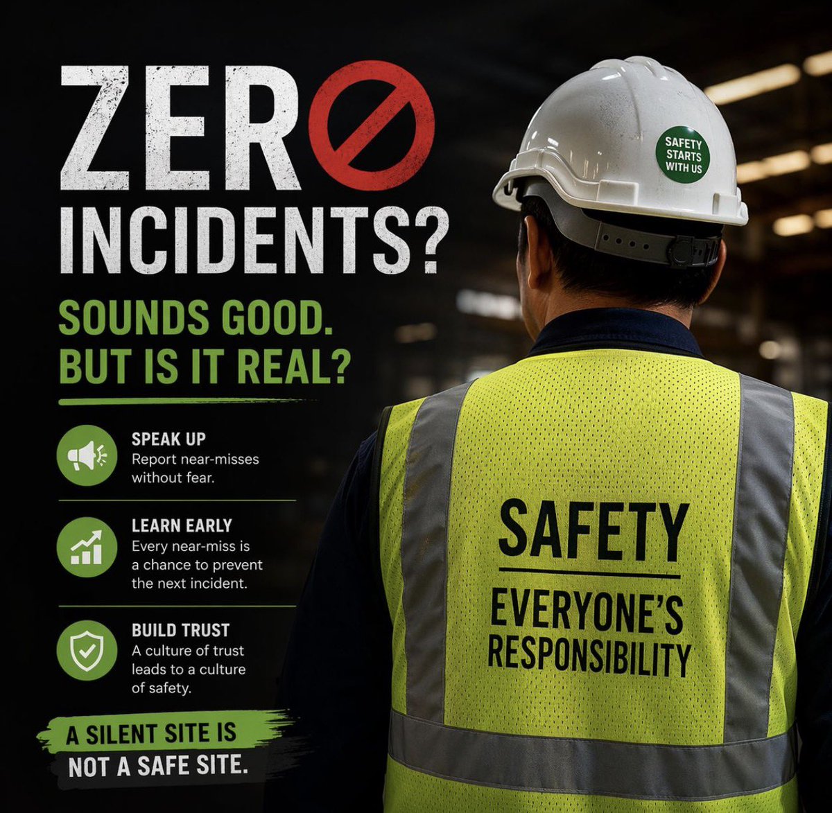 ppandeyenv's tweet photo. Zero incidents- sounds perfect.
But it can be the most dangerous goal in HSE.
When the pressure for a perfect record grows, near-misses go silent, minor issues get hidden and risk builds in the dark.
A silent site is NOT a safe site.
#HSE #SafetyFirst #ZeroIncidents https://t.co/EDICqLHAW9
