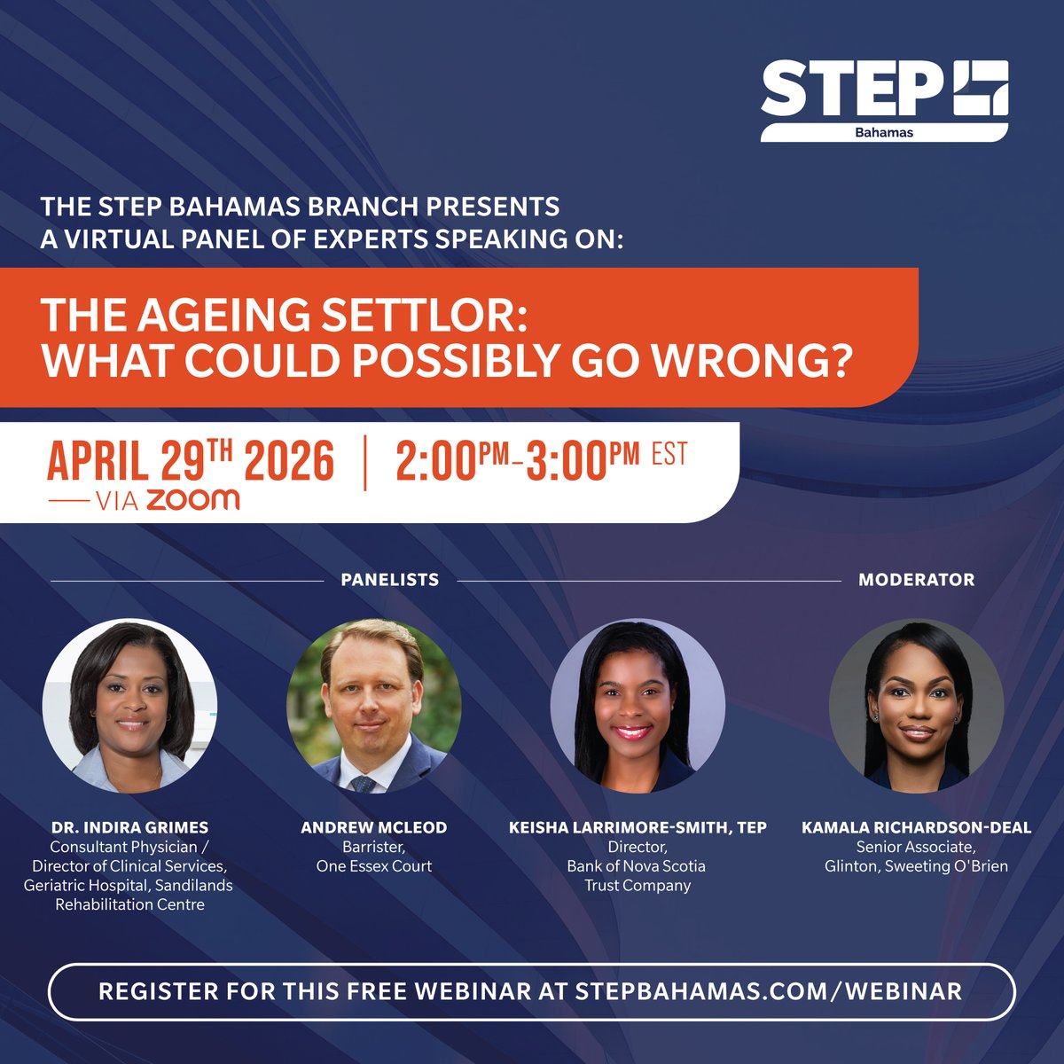 OneEssexCourt's tweet photo. Andrew McLeod will be speaking on a virtual panel hosted by the @STEPBahamas Conference on Wednesday 29 April, titled "The Ageing Settlor: What Could Possibly Go Wrong?".

To register for this free webinar, please visit here: https://t.co/SrCL900pfO https://t.co/u19ZPJnunC