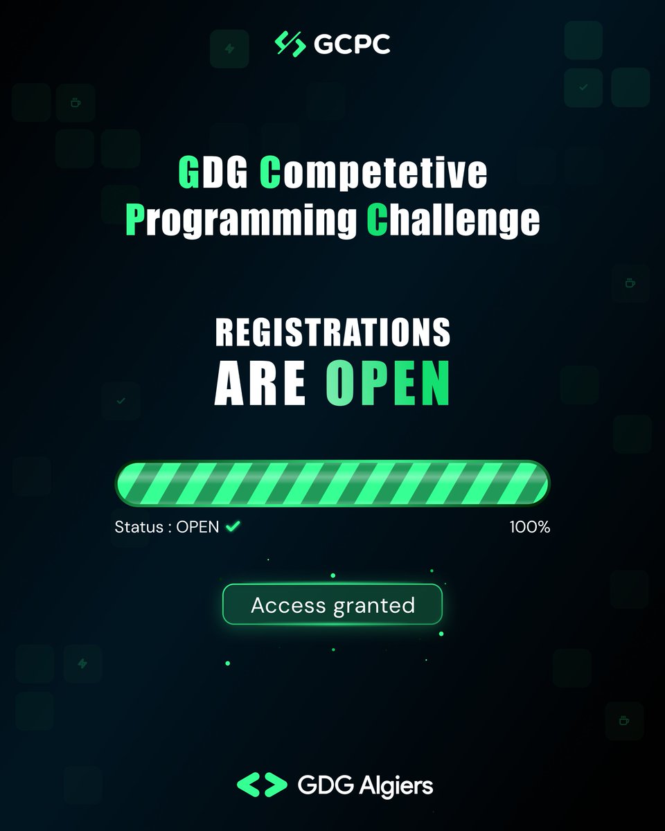 GDG_Algiers's tweet image. Registrations are Open! don’t miss the chance to be the next winner of this year’s edition. 
Register NOW! : gcpc.gdgalgiers.dev  

#GDG #GDGAlgiers #GCPC #tech