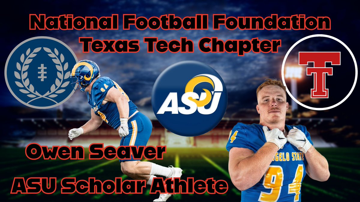 NFFTexasTech's tweet photo. Our next 2026 @NFFTexasTech Collegiate Scholar Athlete, representing @AngeloState, @Angeloatheltics, @AngeloStateFB, Owen Seaver!
@JeffGirsch |@TheOwenVan | @NFFNetwork https://t.co/iELIJ9wVUC