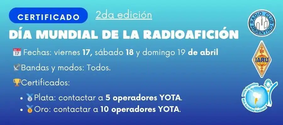 LU4AA's tweet photo. ¡Ya inició! 🎉 Están ocurriendo los primeros contactos por el Día Mundial de la Radioafición 🥳
La actividad está organizada por #YOTA, y cuenta con un certificado otorgado por #LU4AA.
👉 Las bases, y la lista completa de operadores: https://t.co/v6FnG9bvTZ https://t.co/JR6ks1XX2Q