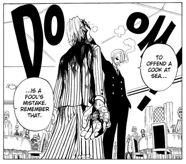 KazusaJinX132's tweet photo. sanji is equally as violent as his brothers, i don't care if oda tried to say he's "justified" in beating up the marine guy for being a prick/starting the fight
violenece is still violence, and even the other cooks thought he was going too far https://t.co/bI44Sh0jRT
