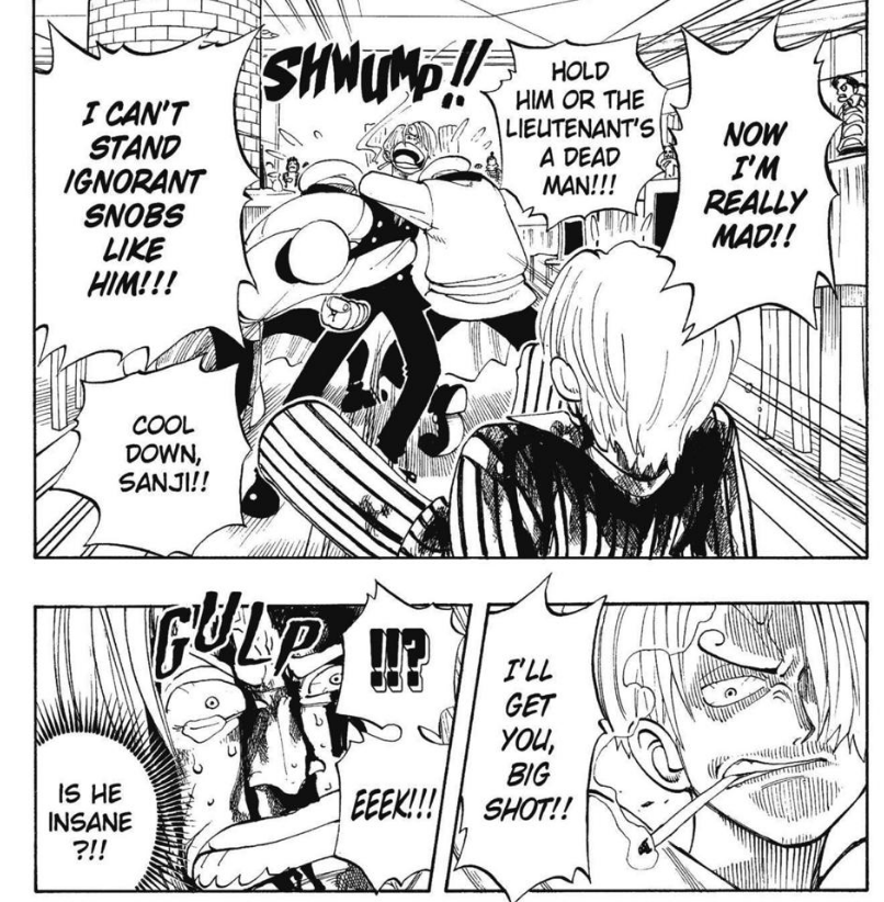 KazusaJinX132's tweet photo. sanji is equally as violent as his brothers, i don't care if oda tried to say he's "justified" in beating up the marine guy for being a prick/starting the fight
violenece is still violence, and even the other cooks thought he was going too far https://t.co/bI44Sh0jRT