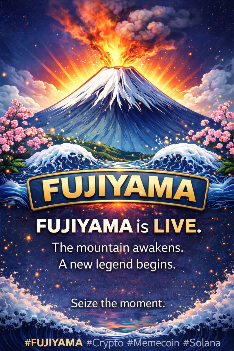 Shellgasok's tweet image. ☀️FUJIYAMA is LIVE☀️

The mountain awakens.
A new legend begins.

CA: kS4xVTDA3nVEZDk9VqDjQ493FkVxhXBn4cE25nWpump

Seize the moment！

#FUJIYAMA #Crypto #Memecoin #Solana